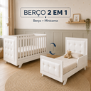 Ver imagem 6 de Kit Peroba Berço Infantil Retrô Branco com Capitonê Branco
