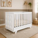 Ver imagem 5 de Kit Peroba Berço Infantil Retrô Branco com Capitonê Branco