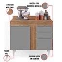 Ver imagem 5 de Kit Armário Aéreo e Balcão de Cozinha Lavanderia Aurora com Tampo Castanho e Cinza 100 cm - D’Rossi