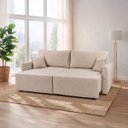 Ver imagem 1 de Sofa Cama 3 Lugares 2,00 m Pé de Madeira Los Angeles:Bege/Linho