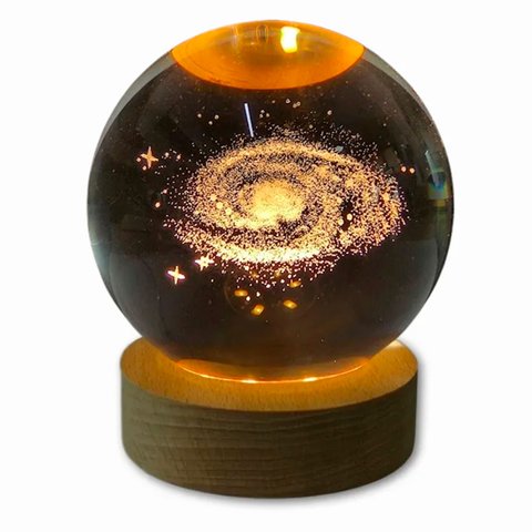 Luminária Abajur Usb Enfeite Decorativo Esfera de Vidro 3d com Led Planetário Quarto:galaxia