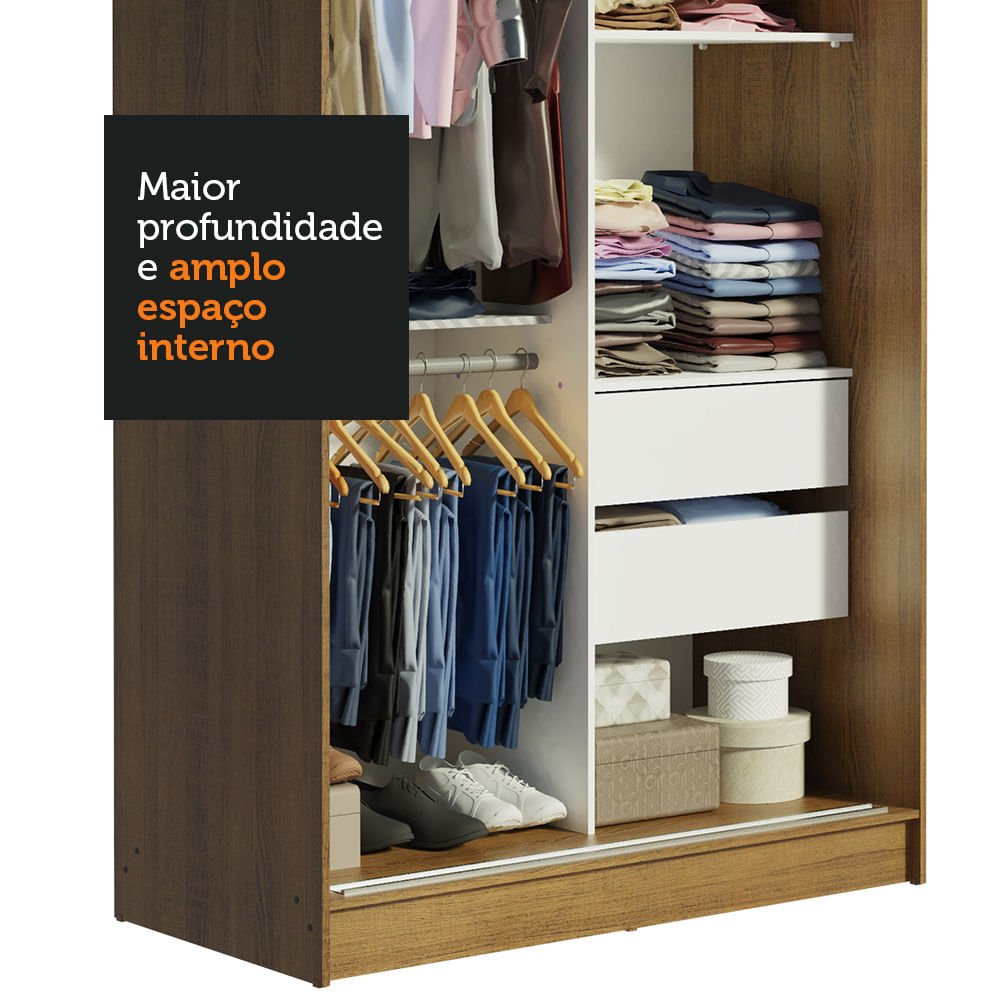 Guarda-Roupa Solteiro Madesa Tokio 2 Portas de Correr 2 Gavetas Rustic/Preto Cor:Rustic/Preto - 6