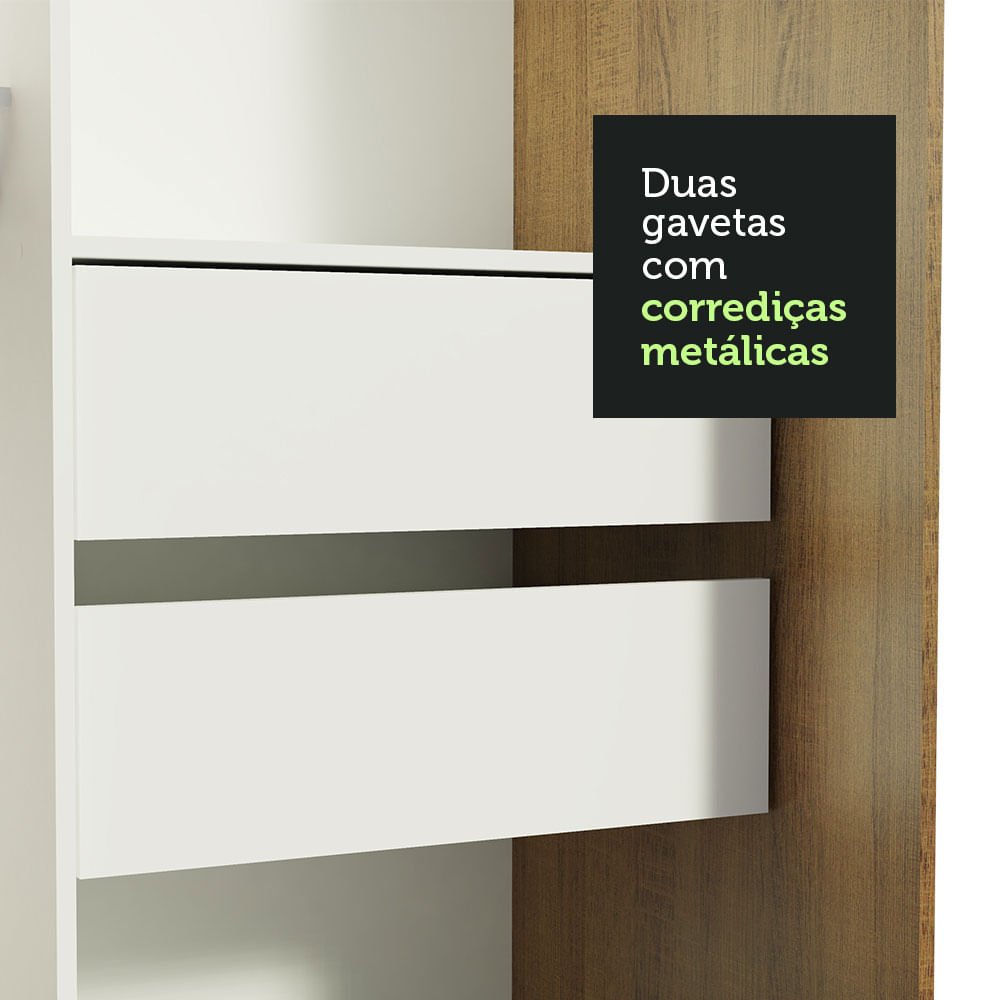 Guarda-Roupa Solteiro Madesa Tokio 2 Portas de Correr 2 Gavetas Rustic/Preto Cor:Rustic/Preto - 9