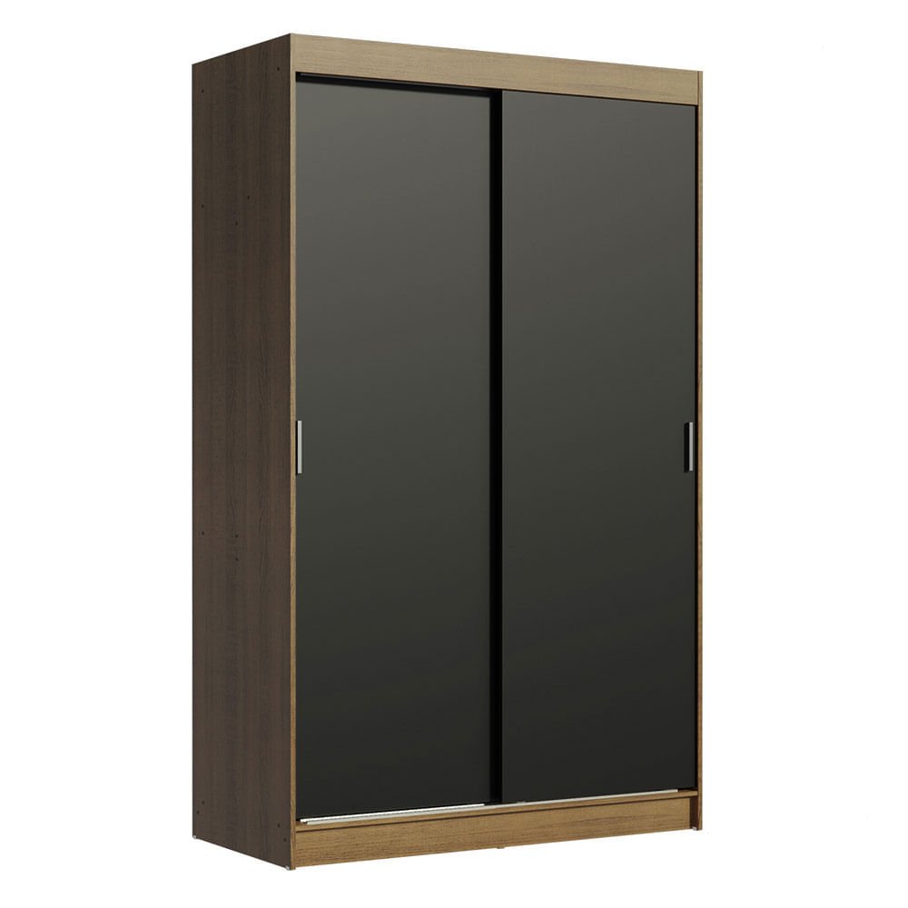 Guarda-Roupa Solteiro Madesa Tokio 2 Portas de Correr 2 Gavetas Rustic/Preto Cor:Rustic/Preto - 2