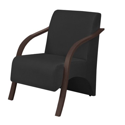 Poltrona Vênus 1 Lugar Braço Madeira D Salla Suede Preto