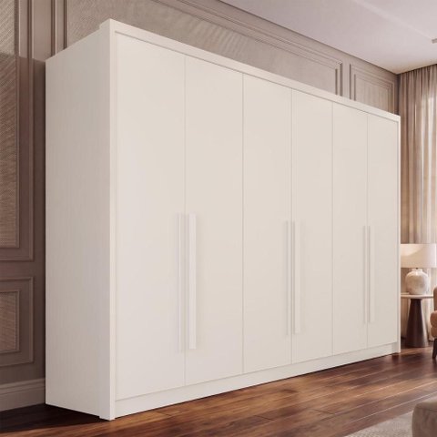 Guarda-Roupa Casal com 6 Portas e 6 Gavetas Multimóveis Crnvh-GRP139 Neve