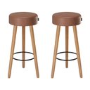 Ver imagem 2 de Kit 2 Banquetas Alta Paris Pé Madeira Bar Cozinha Espaco Gourmet Couro Pu Cafe