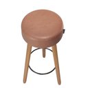 Ver imagem 4 de Kit 2 Banquetas Alta Paris Pé Madeira Bar Cozinha Espaco Gourmet Couro Pu Cafe