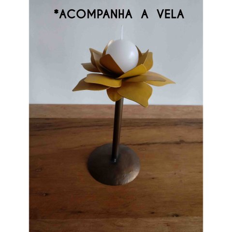 Porta Velas Artesanal De Mesa Para Sala De Jantar Decoração - Amarelo