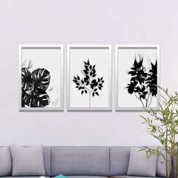 Conjunto Kit 3 Quadros Decorativos Folhas Escuras Los Quadros - 2