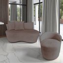 Ver imagem 1 de Kit Namoradeira + Poltrona Yara Orgânica Bouclé Capuccino