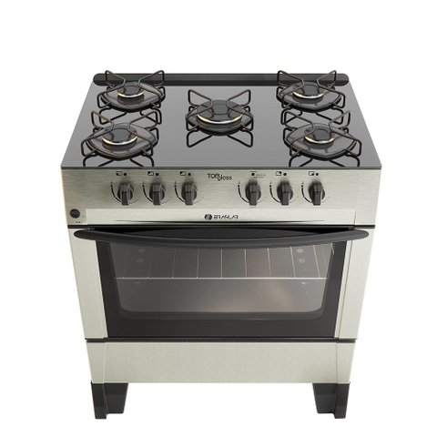 Fogão 5 Bocas Glass Top Plus com Mesa de Vidro Acendimento Automatico Braslar