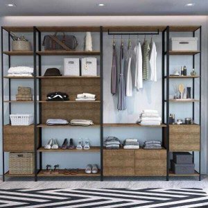 Conjunto Closet Modulado em Estilo Industrial 27804 Steel Quadra Artesano - Vermont/preto Fosco