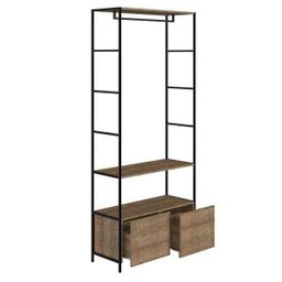 Conjunto Closet Modulado em Estilo Industrial e Mesa de Cabeceira 27803 Steel Quadra Artesano - 3