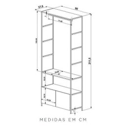 Conjunto Closet Modulado em Estilo Industrial e Mesa de Cabeceira 27803 Steel Quadra Artesano - 8