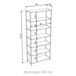 Conjunto Closet Modulado em Estilo Industrial e Mesa de Cabeceira 27803 Steel Quadra Artesano - 9
