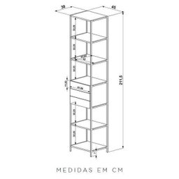 Conjunto Closet Modulado em Estilo Industrial 27802 Steel Quadra Artesano - Vermont/preto Fosco - 9