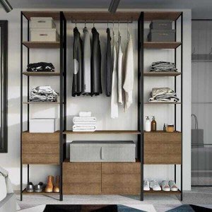 Conjunto Closet Modulado em Estilo Industrial 27802 Steel Quadra Artesano - Vermont/preto Fosco