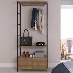 Conjunto Closet Modulado em Estilo Industrial 27802 Steel Quadra Artesano - Vermont/preto Fosco - 6