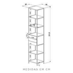Conjunto Closet Modulado em Estilo Industrial 27801 Steel Quadra Artesano - Vermont/preto Fosco - 8