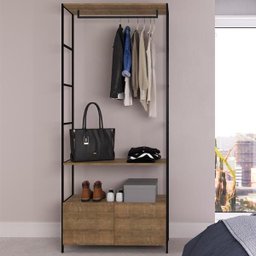 Conjunto Closet Modulado em Estilo Industrial 27801 Steel Quadra Artesano - Vermont/preto Fosco - 7