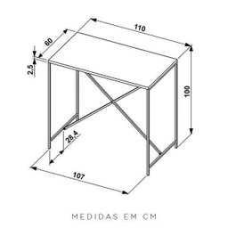 Bancada para Cozinha/jantar Estilo Industrial 27817 Steel Quadra Artesano - Vermont/preto Fosco - 5