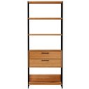 Ver imagem 4 de Estante 5 Prateleiras 02 Gavetas Escritório Trend 185x73 cm Freijó Preto Fosco - Lyam Decor