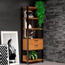 Ver imagem 2 de Estante 5 Prateleiras 02 Gavetas Escritório Trend 185x73 cm Freijó Preto Fosco - Lyam Decor