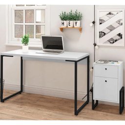 Kit para Escritório Estante Soul com Mesa Industrial Soft e Gaveteiro Work Branco - Lyam Decor - 3 Kit para Escritório Estante Soul com Mesa Industrial Soft e Gaveteiro Work Branco - Lyam Decor - 3