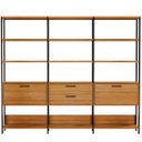 Ver imagem 3 de Kit 3 Estantes 5 Prateleiras 2 Gavetas 1 Porta Trend 185X73 cm Freijó Preto Fosco - Lyam Decor