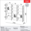 Ver imagem 4 de Kit 3 Estantes 5 Prateleiras 2 Gavetas 1 Porta Trend 185X73 cm Freijó Preto Fosco - Lyam Decor