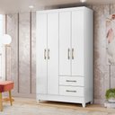 Ver imagem 1 de Guarda Roupa Solteiro Chile 4 Portas 2 Gavetas 103cm Branco - Fabrica 1 Móveis