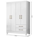 Ver imagem 3 de Guarda Roupa Solteiro Chile 4 Portas 2 Gavetas 103cm Branco - Fabrica 1 Móveis
