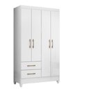 Ver imagem 2 de Guarda Roupa Solteiro Chile 4 Portas 2 Gavetas 103cm Branco - Fabrica 1 Móveis