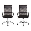 Ver imagem 1 de Kit Com 2 Cadeiras Para Escritório Presidente Com Apoio Lombar E Encosto Em Tela