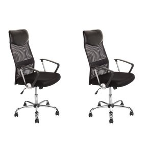 Kit Com 2 Cadeiras Presidentes Com Apoio Lombar E Encosto Em Tela