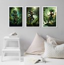 Ver imagem 2 de Kit 3 Quadros Oxossi Guerreiro - Candomblé 33x24cm:madeira Branca