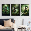 Ver imagem 1 de Kit 3 Quadros Oxossi Guerreiro - Candomblé 33x24cm:madeira Branca