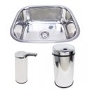 Ver imagem 1 de Cuba 9461PO + Lixeira 9L Inox Ganhe Dispenser Auto Guimmis®