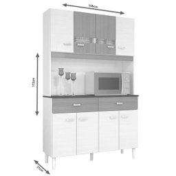 Armário para Cozinha 8 Portas 2 Gavetas - Kit Manu 8P - Amêndoa/Capucc - 3