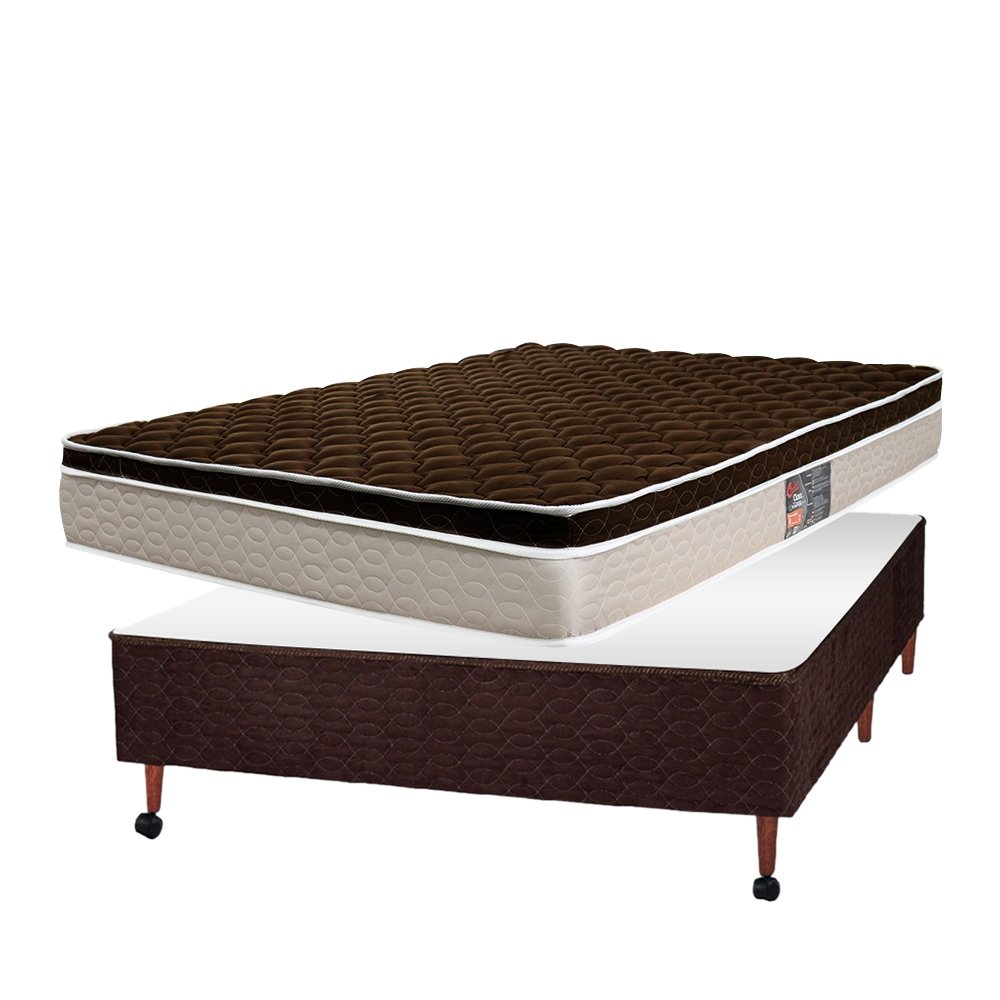 Conjunto Castor Molas Class Tecnopedic Brown One Face Box Castor Marrom Casal 138x188x65cm