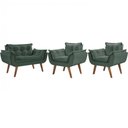 Ver imagem 1 de Conjunto Poltronas Opalla Pés Madeira Verde