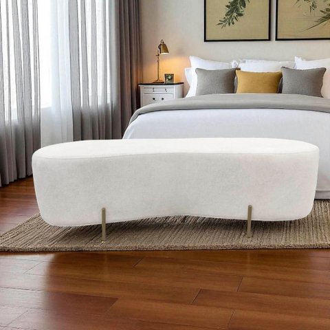 Puff Decorativo Alana Bouclé Marfim