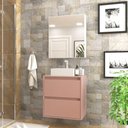 Ver imagem 2 de Gabinete para Banheiro com Cuba e Armario 60cm Mdf Rosa Dubai - On Móveis