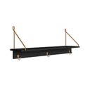 Ver imagem 5 de Sapateira com Banco Estofado e Nichos sem Portas 1 Prateleira 93cm MDP Nero com Dourado