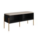 Ver imagem 6 de Sapateira com Banco Estofado e Nichos sem Portas 1 Prateleira 93cm MDP Nero com Dourado