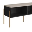 Ver imagem 2 de Sapateira com Banco Estofado e Nichos sem Portas 1 Prateleira 93cm MDP Nero com Dourado