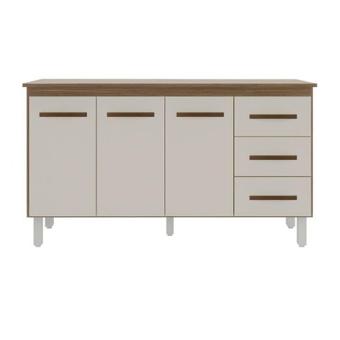 Kit Balcão Gabinete 138cm Carina Savana/off-white com Tampo 140cm Savana