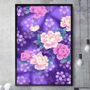 Ver imagem 1 de Quadro Decorativo Pintura Flores Rosa e Fundo Roxo-24x34Cm