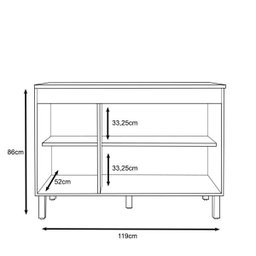 Balcão 119cm 3 Portas Karen Malbec/Avelã - Peternella - 4